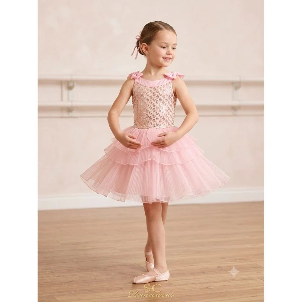 NWOT Weissman Girls Pink Sequin Tutu Dance Dress Costume SC 14385